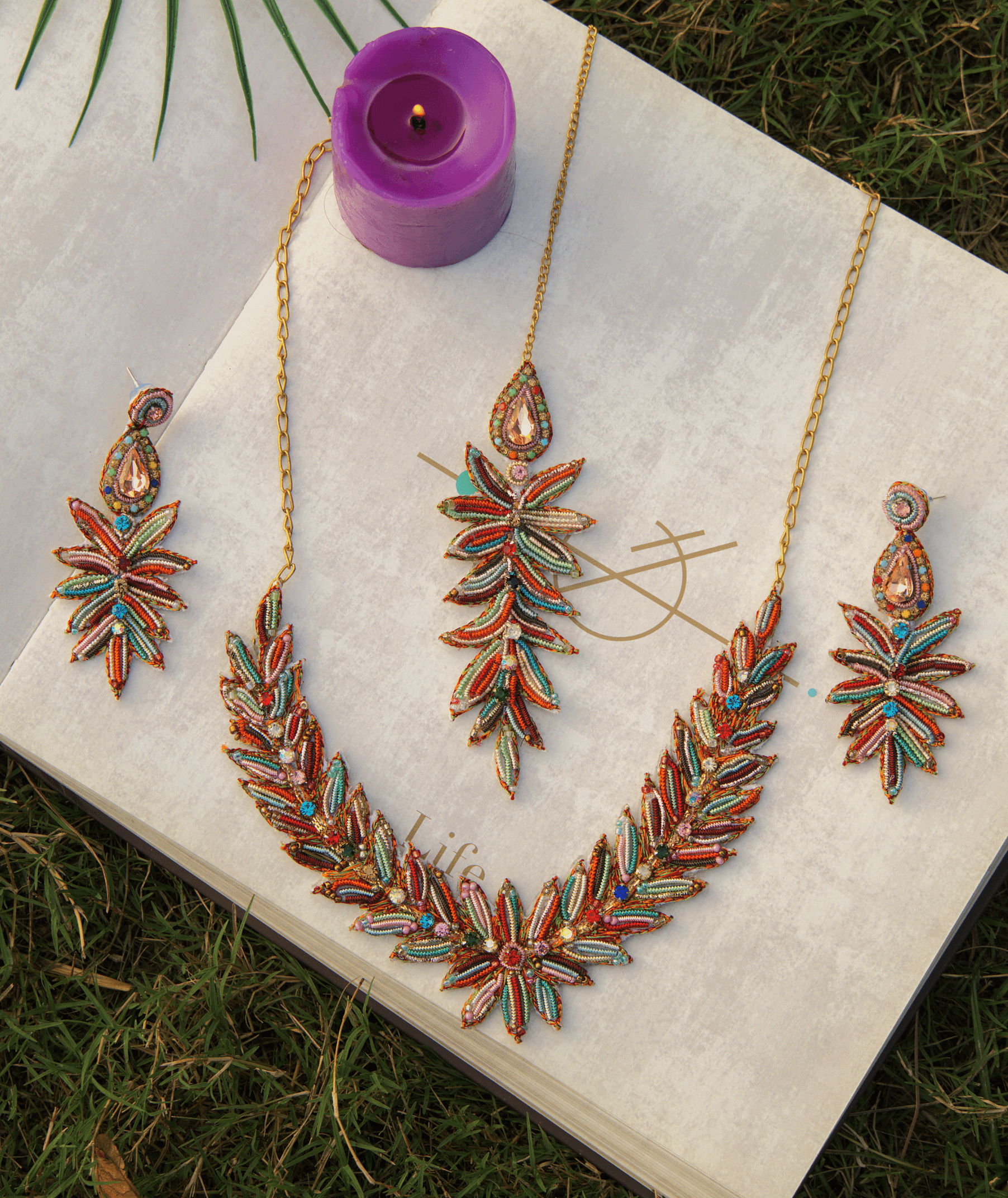 Multi Color Leaf Necklace set