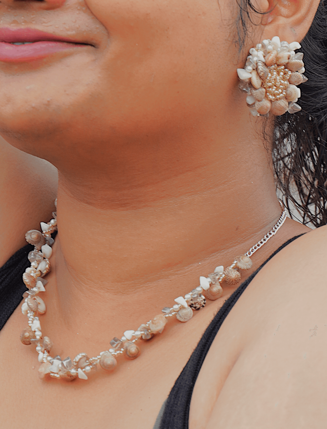 Champagne Cluster Beaded Necklace Set alt