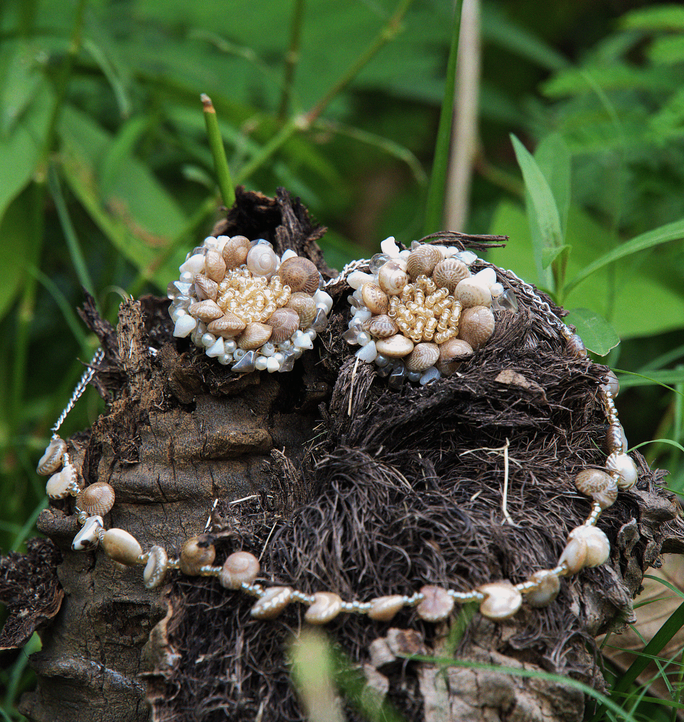 Champagne Cluster Beaded Necklace Set
